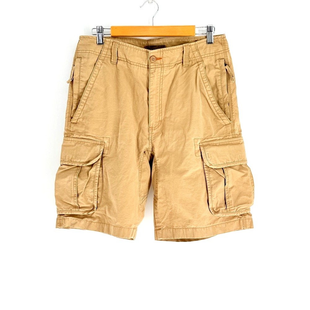Vintage Y2K LL Bean Paratrooper Ripstop Baggy Cargo Shorts Tan Khaki Size 32W